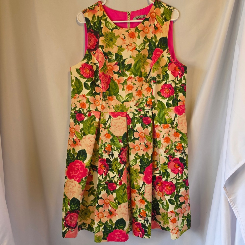 Eliza J Floral Fit and Flare Dress 16W Multicolor Garden Party Feminine DESC